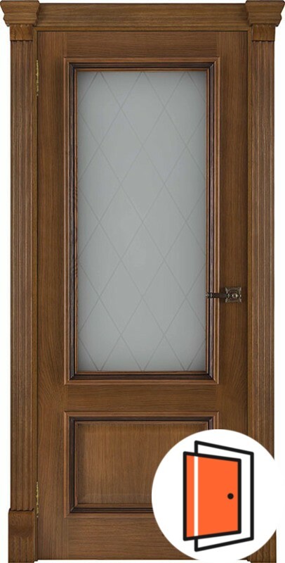 Дверь межкомнатная Корсика Квадро (широкий фигурный багет) дуб patina antico остекленная