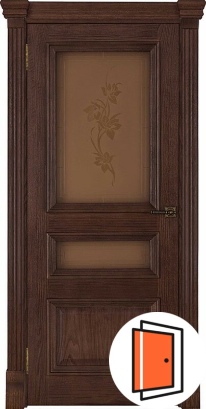 Дверь межкомнатная Барселона Соната (широкий фигурный багет) дуб brandy остекленная