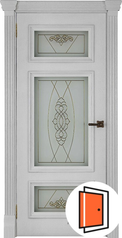Дверь межкомнатная Мадрид витраж Мираж (широкий фигурный багет) дуб perla остекленная