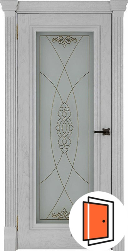 Дверь межкомнатная Тоскана витраж Мираж (широкий фигурный багет) дуб perla остекленная