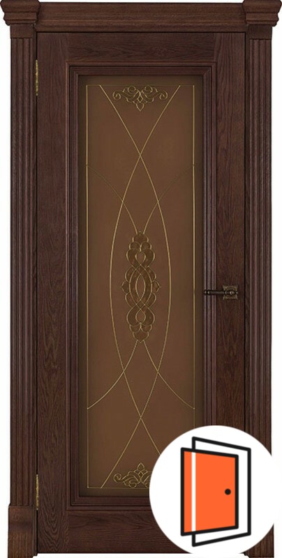 Дверь межкомнатная Тоскана витраж Мираж (широкий фигурный багет) дуб brandy остекленная