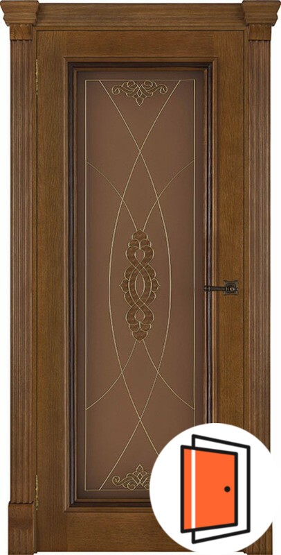 Дверь межкомнатная Тоскана витраж Мираж (широкий фигурный багет) дуб patina antico остекленная