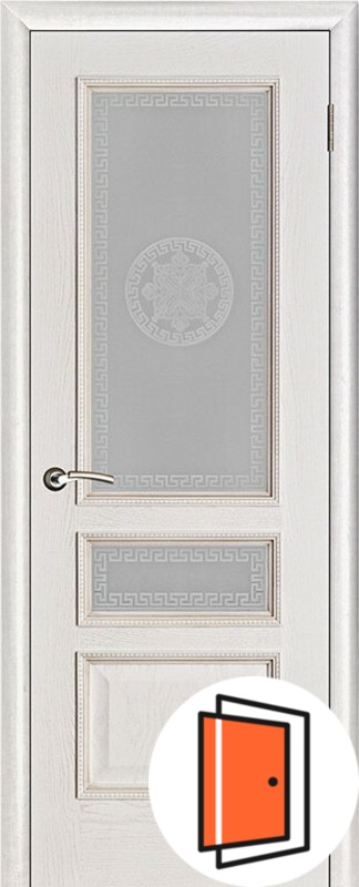 Дверь межкомнатная Вена Версаче белая патина остекленная