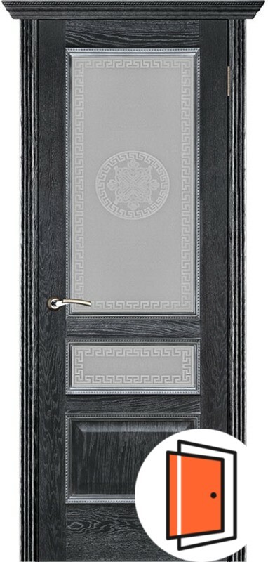 Дверь межкомнатная Вена Версаче черная патина остекленная
